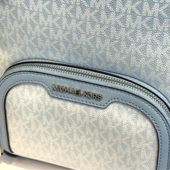Michael Kors Jaycee Medium Ombré Signature Logo Backpack Light Sky Blue - Picture 9 of 12